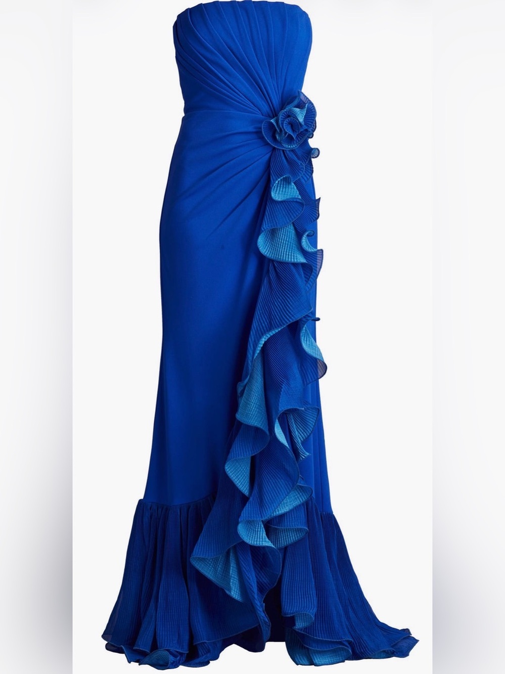 Tadashi Shoji Ruffle Detail Strapless Gown